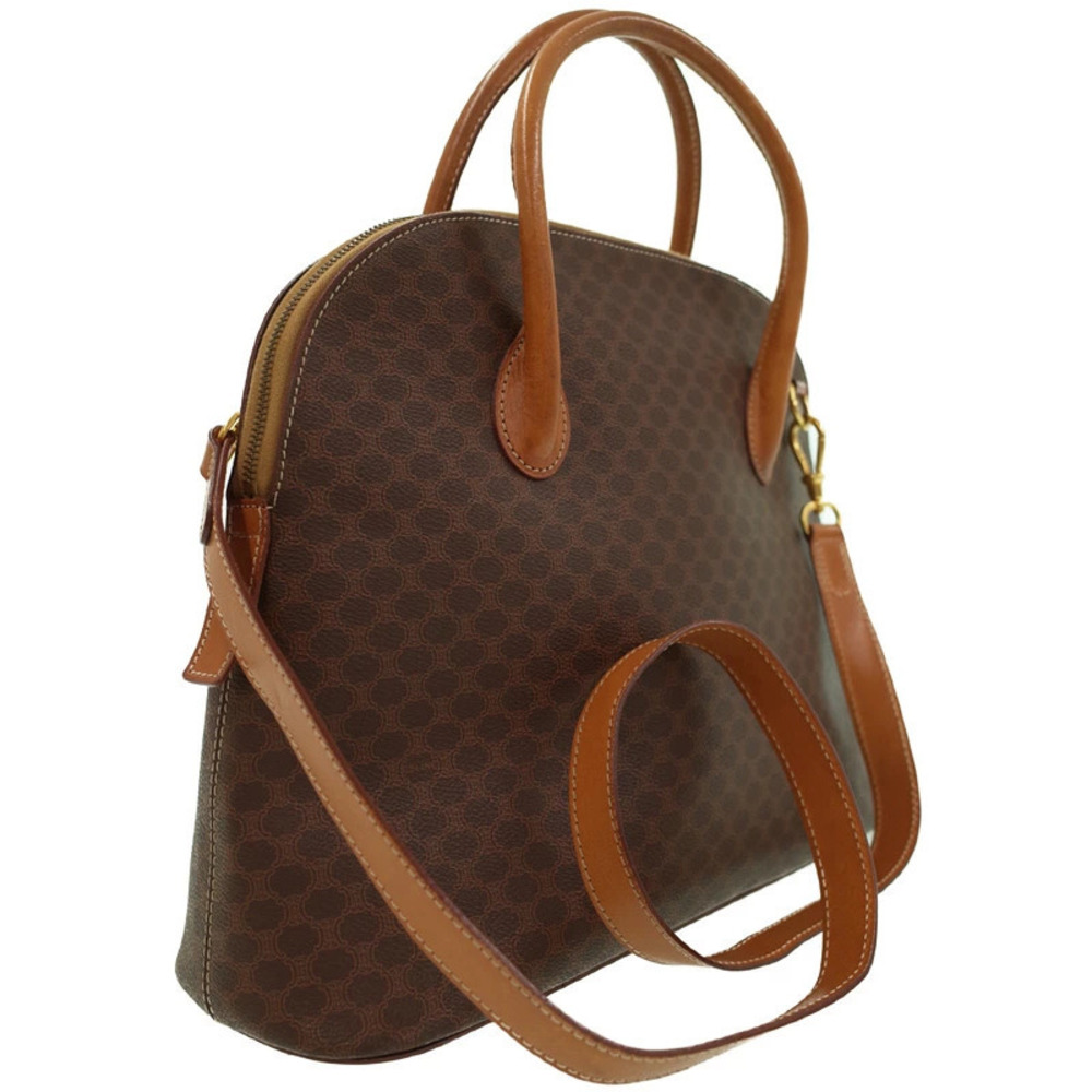 Celine Macadam Leather Boston Handbag Brown 2way